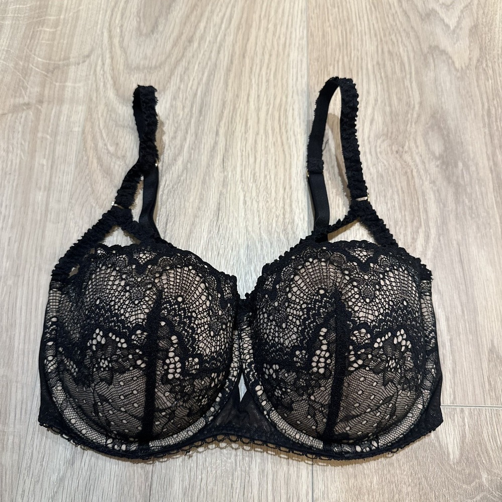 Adore Me 30DDD Black Lace Push-up Bra.‎ Sexy Lingerie Gothic EUC